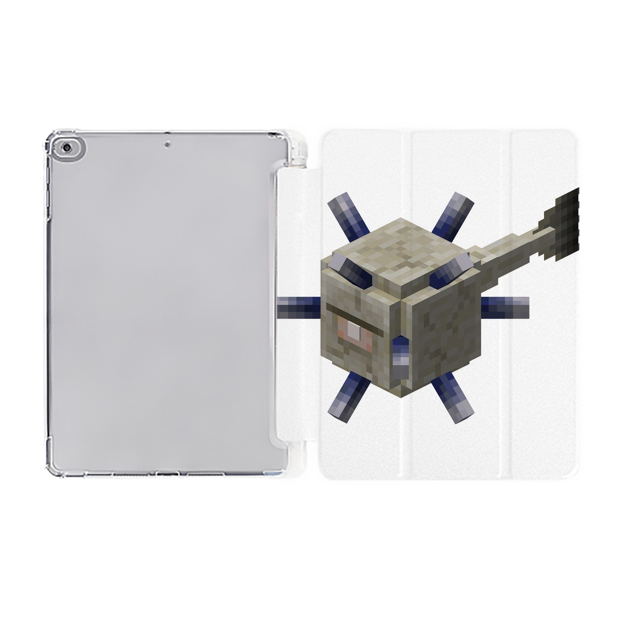（画像用） マインクラフト ブロックの世界 Minecraft MC Block world IPad ケース ペン収納付き 三つ折りスタンド PUレザー×シリコン 対応機種9.5/10.5/10.9インチ